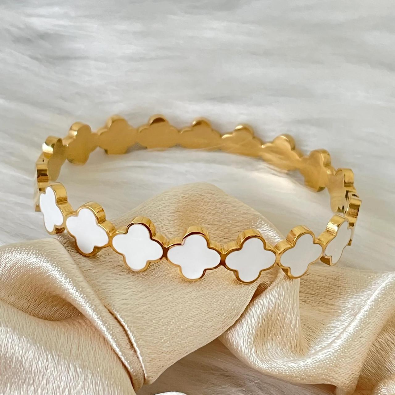 Clover Solid Handcuff Bracelet – Premium Stainless Steel Bangle