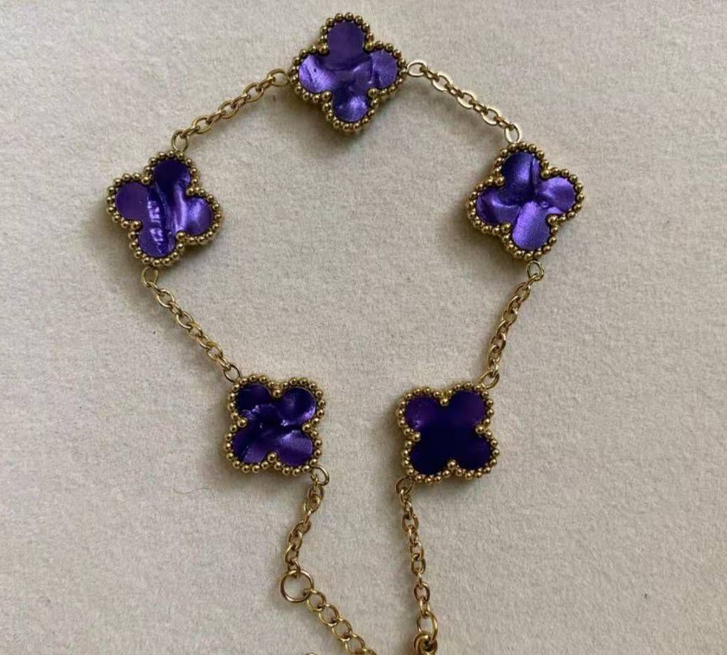 Sea Purple Clover Bracelet – Premium Stainless Steel Bracelet