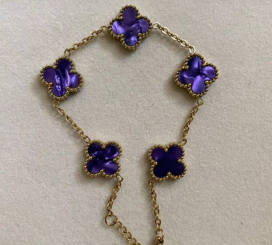Sea Purple Clover Bracelet – Premium Stainless Steel Bracelet