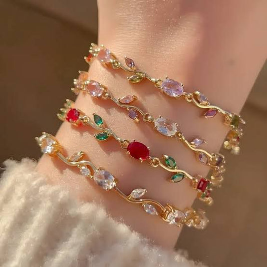 Delicate Tulip Bracelet – Pink, Maroon & Silver | Premium Stainless Steel
