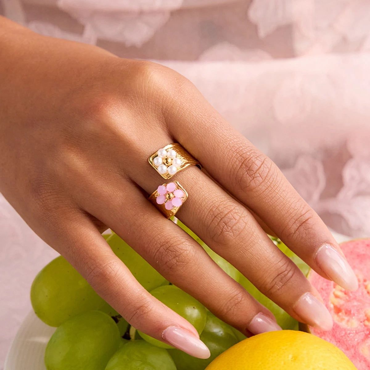 Crystal Floral Ring – Premium Stainless Steel Ring