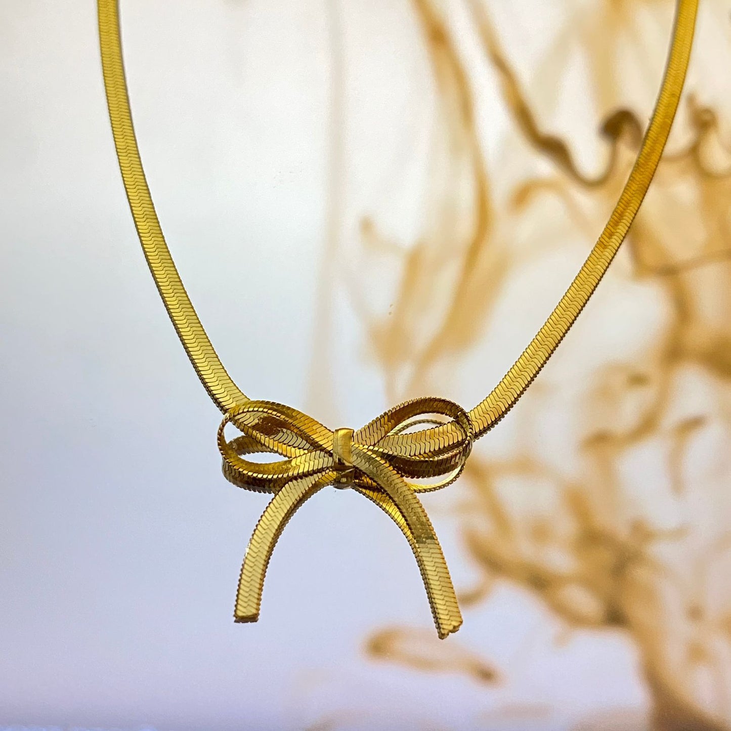 Snake Chain Bow Necklace – Premium Stainless Steel Necklace